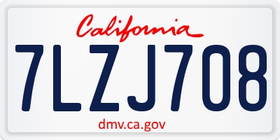 CA license plate 7LZJ708