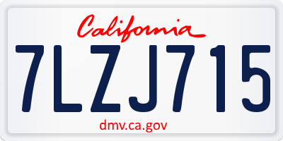 CA license plate 7LZJ715
