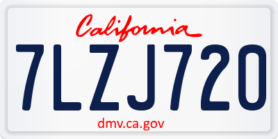 CA license plate 7LZJ720