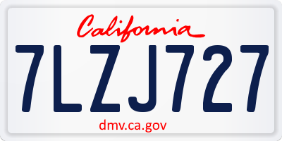 CA license plate 7LZJ727