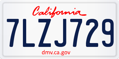 CA license plate 7LZJ729
