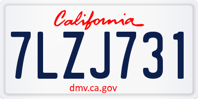 CA license plate 7LZJ731