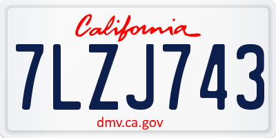 CA license plate 7LZJ743