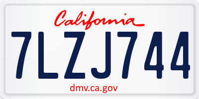 CA license plate 7LZJ744
