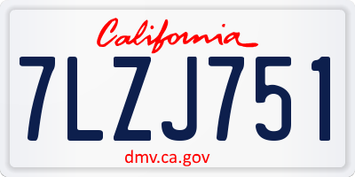 CA license plate 7LZJ751