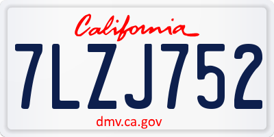 CA license plate 7LZJ752