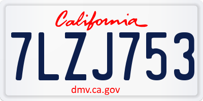 CA license plate 7LZJ753