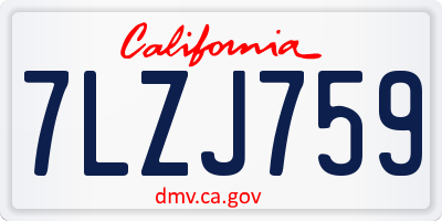 CA license plate 7LZJ759