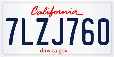 CA license plate 7LZJ760