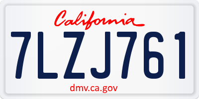 CA license plate 7LZJ761