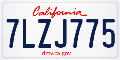 CA license plate 7LZJ775