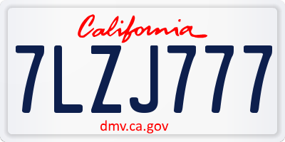 CA license plate 7LZJ777