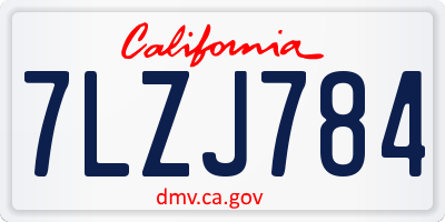 CA license plate 7LZJ784
