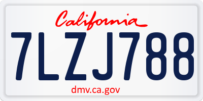 CA license plate 7LZJ788