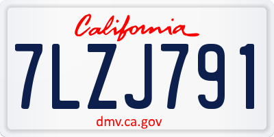 CA license plate 7LZJ791