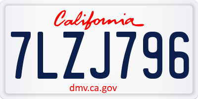 CA license plate 7LZJ796