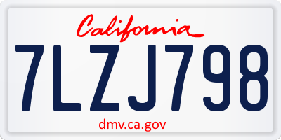 CA license plate 7LZJ798