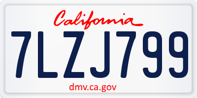 CA license plate 7LZJ799