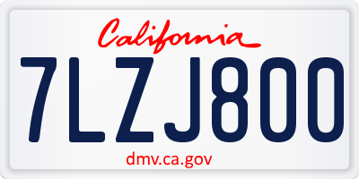 CA license plate 7LZJ800