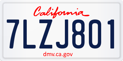 CA license plate 7LZJ801
