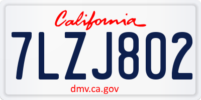 CA license plate 7LZJ802