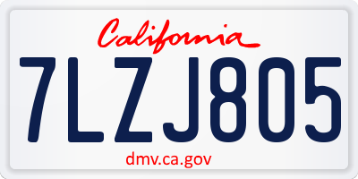 CA license plate 7LZJ805