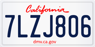CA license plate 7LZJ806