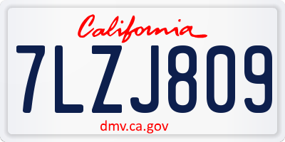 CA license plate 7LZJ809