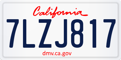 CA license plate 7LZJ817