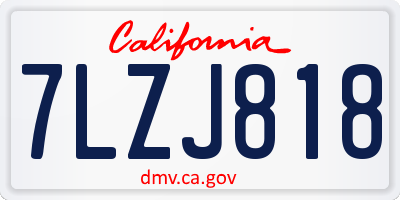 CA license plate 7LZJ818