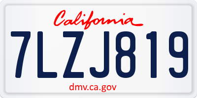 CA license plate 7LZJ819
