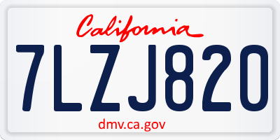 CA license plate 7LZJ820