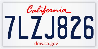CA license plate 7LZJ826