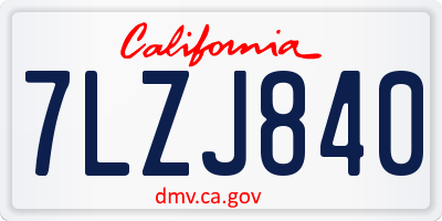 CA license plate 7LZJ840