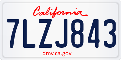 CA license plate 7LZJ843