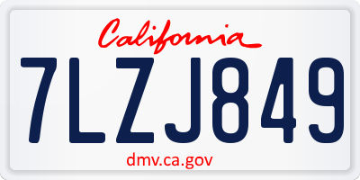 CA license plate 7LZJ849