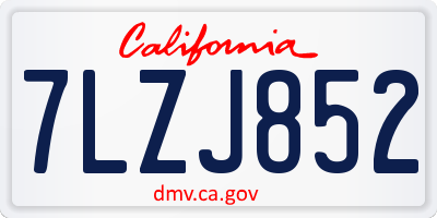 CA license plate 7LZJ852