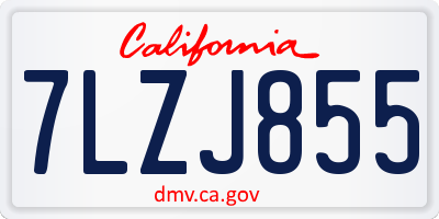 CA license plate 7LZJ855