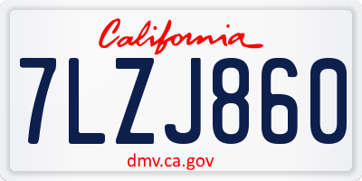 CA license plate 7LZJ860