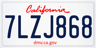CA license plate 7LZJ868