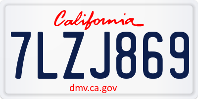 CA license plate 7LZJ869