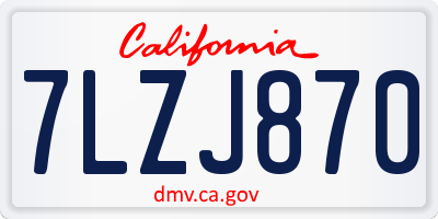 CA license plate 7LZJ870