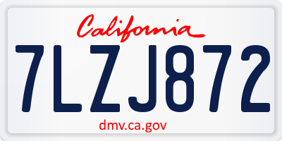 CA license plate 7LZJ872