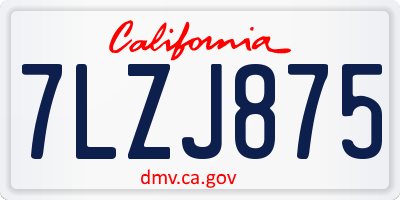 CA license plate 7LZJ875