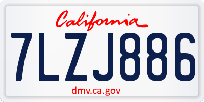 CA license plate 7LZJ886