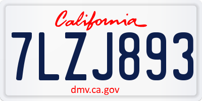 CA license plate 7LZJ893