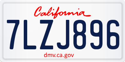 CA license plate 7LZJ896