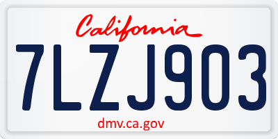 CA license plate 7LZJ903