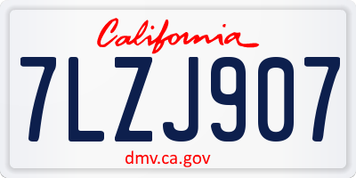 CA license plate 7LZJ907