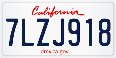 CA license plate 7LZJ918